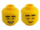 Part No: 3626pb3751  Name: Minifigure, Head Dual Sided Black Eyebrows, Closed Eyes, Medium Nougat Chin Dimple, Open Mouth Smile with Teeth / Closed Mouth Grin Pattern
