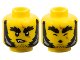Part No: 3626pb3766  Name: Minifigure, Head Dual Sided Black Bushy Thick Eyebrows, Stubble and Mutton Chops with Light Bluish Gray Highlights, Medium Nougat Zig Zag Scar, Lopsided Grin with Fang / Howling with Closed Eyes and Chin Dimple Pattern
