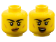 Part No: 3626pb3772  Name: Minifigure, Head Dual Sided Female Black Thick Eyebrows, Single Eyelashes, Lower Eyelid, Medium Nougat Small Cheek Lines and Lips, Lopsided Grin / Open Mouth Smile with Top Teeth and Gold Tooth Pattern