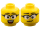 Part No: 3626pb3773  Name: Minifigure, Head Dual Sided Black Eyebrows, Glasses with White Lenses, Open Mouth Smile with Top Teeth and Red Tongue / Dizzy with Medium Nougat Scratches Pattern