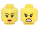 Part No: 3626pb3826  Name: Minifigure, Head Dual Sided Female Black Thin Eyebrows and Long Eyelashes, Thick Red Lips, Grin / Angry Bared Teeth Pattern