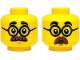 Part No: 3626pb3890  Name: Minifigure, Head Dual Sided Black Thick Eyebrows, Round Glasses, Reddish Brown Moustache, Medium Nougat Chin Dimple, Neutral / Surprised Open Mouth Pattern