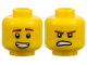 Part No: 3626pb4047  Name: Minifigure, Head Dual Sided Reddish Brown Eyebrows and Freckles, Open Smile / Scowl Pattern (Jay)