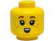 Part No: 3626pb4052  Name: Minifigure, Head Child Black Eyelashes, Dark Red Eyebrows, Surprised Small Open Mouth with Teeth Pattern