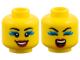 Part No: 3626pb4060  Name: Minifigure, Head Dual Sided Female, Black Eyebrows, Dark Azure Eyeshadow, Red Lips, Smile / Eyes Closed Singing Pattern