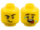 Part No: 3626pb4061  Name: Minifigure, Head Dual Sided, Black Eyebrows, Lopsided Smirk / Sweat Drops and Red Tongue Pattern