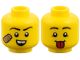 Part No: 3626pb4062  Name: Minifigure, Head Dual Sided, Black Eyebrows, Medium Nougat Bandage and Gap in Teeth / Red Tongue Pattern