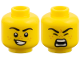 Part No: 3626pb4064  Name: Minifigure, Head Dual Sided, Black Eyebrows, Medium Nougat Freckles, Lopsided Grin with Teeth / Roaring Pattern