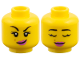 Part No: 3626pb4066  Name: Minifigure, Head Dual Sided, Black Eyebrows, Medium Nougat Mole, Dark Pink Lips, Lopsided Grin / Closed Eyes Pattern