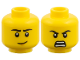 Part No: 3626pb4084  Name: Minfigure, Head Dual Sided, Black Eyebrows, Lopsided Grin / Open Scowl with Teeth Pattern