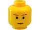 Part No: 3626ps2  Name: Minifigure, Head Brown Thin Eyebrows, Black Chin Dimple, Neutral Pattern