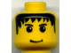 Part No: 3626px126  Name: Minifigure, Head Male Black Hair, Eyebrows, and Small Grin Pattern