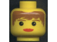 Part No: 3626px128  Name: Minifigure, Head Female with Red Lips, Brown Hair and Eyebrows Pattern