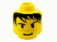 Part No: 3626px134  Name: Minifigure, Head Male Spiky Black Hair, Nose Freckles and Smirk Pattern