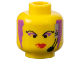 Part No: 3626px86  Name: Minifigure, Head Female with Black Thin Eyebrows, Purple Hair and Eye Shadow, Headset with Microphone, and Red Lips Narrow Pattern