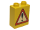 Part No: 4066pb051  Name: Duplo, Brick 1 x 2 x 2 with Road Sign Exclamation Mark Pattern