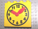 Part No: 4145c01pb01  Name: Duplo, Brick 1 x 4 x 3 with Movable Red Clock Hands and Yellow Clock Face with Black Numbers Pattern