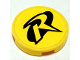 Part No: 4150pb040  Name: Tile, Round 2 x 2 with Black R Outline (Robin Logo) Pattern (Sticker) - Set 7885