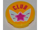 Part No: 4150pb134  Name: Tile, Round 2 x 2 with 'CLUB' and Magenta Star on Butterfly Wings Pattern (Sticker) - Set 3063