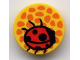 Part No: 4150px26  Name: Tile, Round 2 x 2 with Orange Spots / Flower Center and Red Ladybug Pattern