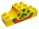 Part No: 4197pb007  Name: Duplo, Brick 2 x 6 x 2 Arch Inverted Double with Clown Juggling Red, Blue, and Green Balls Pattern