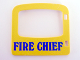 Part No: 4247pb01  Name: Duplo Door / Window Pane 1 x 4 x 3 with Single Pane and Interior Top Clip with Blue 'FIRE CHIEF' Pattern