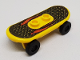 Part No: 42511c01pb04  Name: Minifigure, Utensil Skateboard Deck with Red Lightning and Tread Plate Pattern (Sticker) with Black Wheels (42511pb04 / 2496) - Set 6734