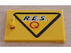 Part No: 4533pb002R  Name: Container, Cupboard 2 x 3 x 2 Door with Black 'R.E.S.' and Red 'Q' on Yellow Triangle with Black Border Pattern Model Right Side (Sticker) - Set 6462