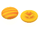 Part No: 45475pb01  Name: Clikits, Icon Round 2 x 2 Small Thin with Pin with Orange Stripes with Sparkles Pattern