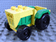Part No: 4818c02  Name: Duplo Farm Tractor with Black Wheels, Green Engine and Fenders, and Yellow Hitch