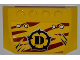 Part No: 52031pb043  Name: Wedge 4 x 6 x 2/3 Triple Curved with 4 Rivets, Wide Claw Scratch Marks and Dino Logo on Dark Red Tiger Stripes Pattern (Sticker) - Set 5884