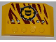 Part No: 52031pb048R  Name: Wedge 4 x 6 x 2/3 Triple Curved with 4 Rivets and Dino Logo on Dark Red Tiger Stripes Pattern Model Right Side (Sticker) - Set 5888