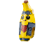 Part No: 5277pb01  Name: Minifigure, Head, Modified Peeled Banana with Face, Black Eyes, White Spots, Sand Blue Goggles and Jacket with Silver Zipper, Red Bandana, Reddish Brown Top and Blue Belt with 'NANA' on Buckle Pattern