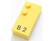 Part No: 60190pb01  Name: Brick, Braille 2 x 4 with 2 Studs with Black Capital Letter B / Number 2 Pattern (dots-12 ⠃) (English)