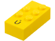 Part No: 60293pb03  Name: Brick, Braille 2 x 4 with 5 Studs with Black Capital Letter U with Acute (Ú) Pattern (dots-23456 ⠾) (Spanish)