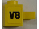 Part No: 60475pb01L  Name: Brick, Modified 1 x 1 with Open U Clip (Vertical Grip) - Solid Stud with Black 'V8' Pattern Model Left Side (Sticker) - Set 8186