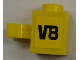 Part No: 60475pb01R  Name: Brick, Modified 1 x 1 with Open U Clip (Vertical Grip) - Solid Stud with Black 'V8' Pattern Model Right Side (Sticker) - Set 8186