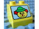 Part No: 6474pb06  Name: Duplo, Brick 2 x 2 x 1 1/2 Slope 45 with Clown Head on White Background Pattern