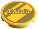 Part No: 67095pb104  Name: Tile, Round 3 x 3 with Gold Dalmatian Dog Tag with Diagonal Stripes and Bright Light Yellow 'Patch' Pattern (Sticker) - Set 43269