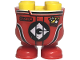 Part No: 67644pb07  Name: Lower Body, Rounded, Short Legs with Molded Red Racing Suit and Shoes and Printed Black Panels and Stripes with 'GruCrew', Gru and Pit Stop Logo with Flag Pattern