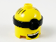 Part No: 67649pb01  Name: Minifigure, Head, Modified Minion, Tall with Molded Black Single Lens Goggles and Printed Hair and Open Mouth with White Teeth Pattern