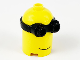 Part No: 67650pb01  Name: Minifigure, Head, Modified Minion, Extra Tall with Molded Black Goggles and Printed Grin Pattern