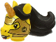 Part No: 70751pb03  Name: Minifigure, Head, Modified Unicorn with Molded Black Mane and Printed Gold Horn and Armor with Copper Lines Pattern (BAM)