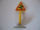 Part No: 747pb04c01  Name: Road Sign with Post, Triangle with Curved Road without Arrow Pattern, Type 1 Base
