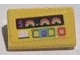 Part No: 85984pb421  Name: Slope 30 1 x 2 x 2/3 with Cash Register with '$' Dollar Sign, Rainbows, Buttons and Lights on Yellow Background Pattern (Sticker) - Set 41456