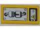 Part No: 87079pb0092L  Name: Tile 2 x 4 with Fire Danger Sign, Hatch and Mechanical Pattern (Sticker) - Set 5886