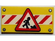 Part No: 87079pb0222  Name: Tile 2 x 4 with Road Sign Construction Worker on Red and White Danger Stripes Pattern