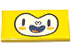 Part No: 87079pb1429  Name: Tile 2 x 4 with White Happy Face with Dark Blue Eyes, Nose and Open Mouth with Red Tongue Pattern (Sticker) - Set 40225