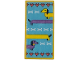 Part No: 87079pb1603  Name: Tile 2 x 4 with Rug with Pixelated Yellow and Medium Lavender Dachshund Dogs, Bones, and Hearts on Medium Azure Background Pattern (Sticker) - Set 42674