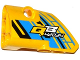 Part No: 87080pb021  Name: Technic, Panel Fairing # 1 Small Smooth Short, Side A with 'QB 42034' on Dark Azure, Yellow and Black Background Pattern (Sticker) - Set 42034